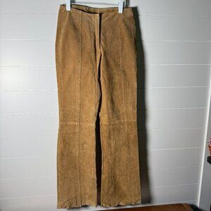 Maxima Wilsons Leather Suede Pants Wide Leg Bottom Camel/Carmel Color Sz 6